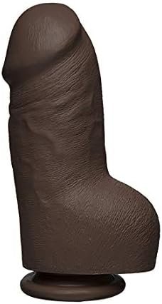 Doc Johnson The D - Fat D - 8 Inch With Balls - Firmskyn - 8" Long And 2.75" Wide - Strong Suction Cup Base - O-Ring Harness Compatible Dildo, Chocolate