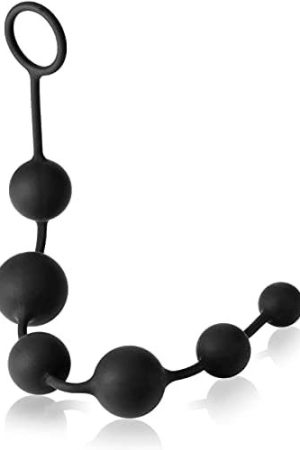 Utimi Butt Plug With Silicone Anal Bead Anal Sex Toys With Safe Pull Ring In Black