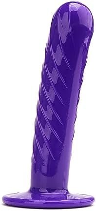 Suction Cup Screw Thread Penis Soft Silicone Anal Plug Lengthened Anal Strip Butt Plug Adult Sex Toys(Purple,S)