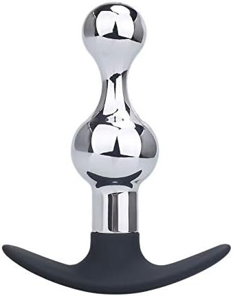Beauty7 Upgraded Metal Silicone Hybrid Beaded Anal Butt Plug Wearable Anus Vaginal Wand Flexible Anchor Shaped Handle End Odorless Warm Chill Stimulation Men Women Masturbation Outdoor Fetish Sex Toy
