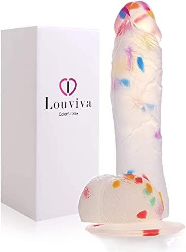 Louviva Dildo Realistic Clear Silicone Suction Cup Women Sex Toy, Adults Sex Toy For Women/Men/Gay (Colorful, 7.6 Inch) - Image 3