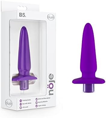 Blush Noje B5 - Rechargeable Vibrating Platinum Puria Silicone 5.5" Anal Plug - Slim 1.25" - 10 Modes Rumbletech Deep Rumbly Vibrations - Ultrasilk Smooth - Waterproof - Anal Pleasure For Women