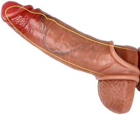 Jannsk Reusable Penis Sleeve,New Silicone Ultra-Soft Penis Enlarger,Realistic Textured Cock Enlarger Sheath With Ball Stretcher For Enlarge Thicken For Couples Sex Toys For Men