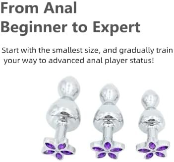 Anal Butt Plug Trainer Kit, 3Pcs Metal Anal Butt Plug Sex Toy Set With Crystal Diamond Anal Toys For Beginner Adult Unisex Sex Toys For Women,Men And Beginners - Image 2