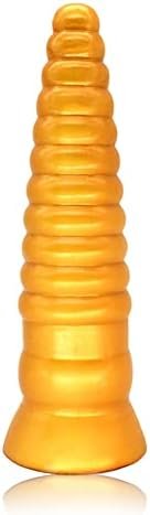 Silicone Anal Plug Dildo Butt Plug With Strong Suction Cup Flexible Penis For Vaginal Butt G-Spot Prostate Play (Gold)