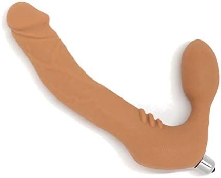 Realdoe ® Classic Silicone Strapless Strap-On Harness-Free Double Dildo, Medium Size: 6" X 1-1/2" In Cocoa Tan With Vibrator (Vibrator And Alkaline Batteries Included) - Image 2