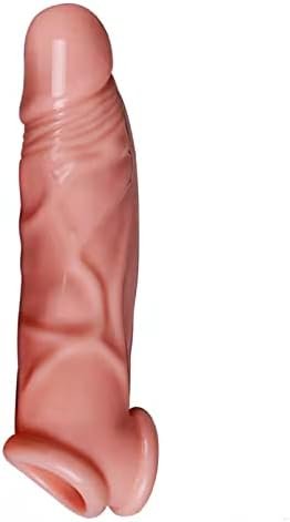 Bigger 8 Inch Brown Reusable Pennis Sleeves Girth For Men Extender Enlarger Extension Sheath Elastic Long Lasting Time Size Sleeve Waterproof Best Gift For Men,92332