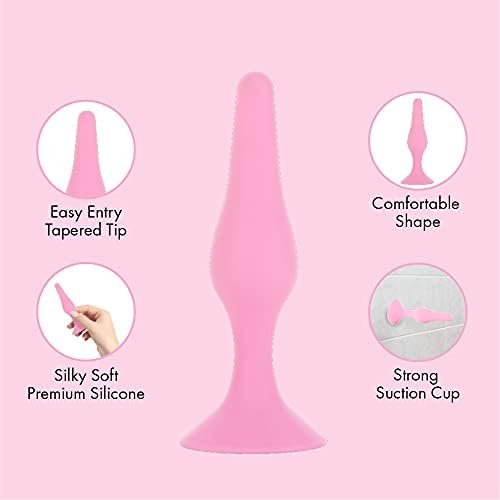 Pure Love Silicone Anal Butt Plug 4.5'', Adult Sex Toy, Classic Sex Toy, Pink - Image 3