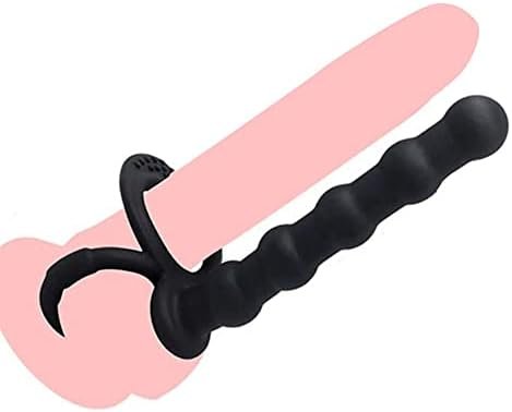 Silicone Strap On Penis Butt Plug, Anal Beads With Cock Ring, Delay Ejaculation Anus Plug Adult Massager Double Penetration Dildo Massager Anal Sex Toys For Man Woman Male Couples (A)