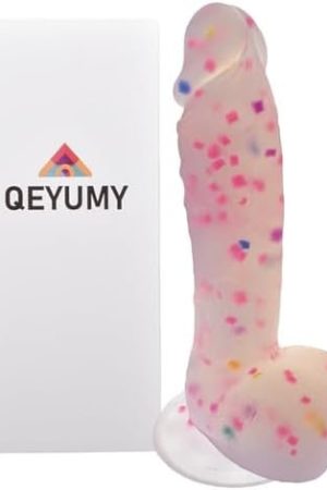 Qeyumy 7.6Inch Realistic Pink Clear Dildo๏ผLiquid Silicone Colorful Dildo With Strong Suction Cup For Beginners Adults Sex Toy For Women/Men/Gay/Couple