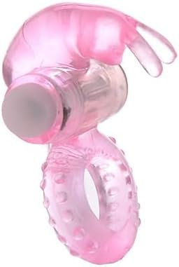 Goeskba Rabbits Vibrator Cock Ring Vibrating Bullet Delay Stimulator Mens Couples Sex Toy(Pink)