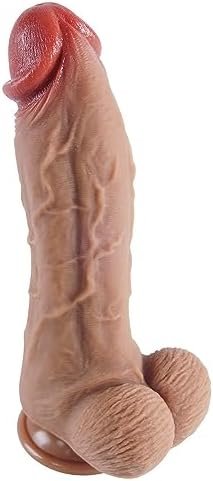 9.4" Extra Huge Silicone Realistic Dildo, Large Anal Dildo With Super Suction Cup, Hands Free Play, Safe Silicone Material, Thick Dong With Curved Shaft And Ball Adult Sex Toys For Women