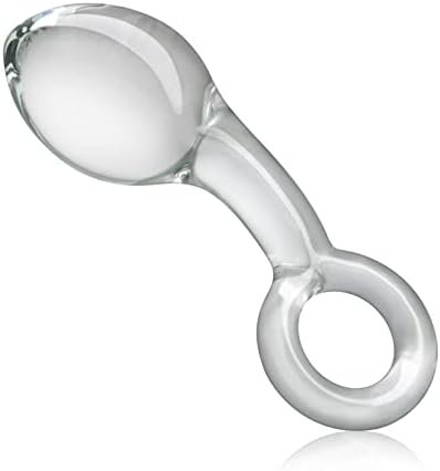 Anal Butt Plug Glass Anal Trainer With Big O Ring Crystal Pleasure Wand Adult Sex Toy For Men Women Couple Play (M)