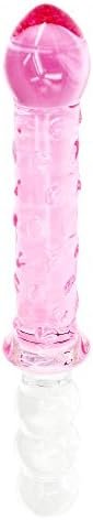 Glass Dildo Anal Butt Plug, Eastern Delights Pink Style Sensuality Crystal Personal Massagers Adult Sex Toys (7.5In Round Base)