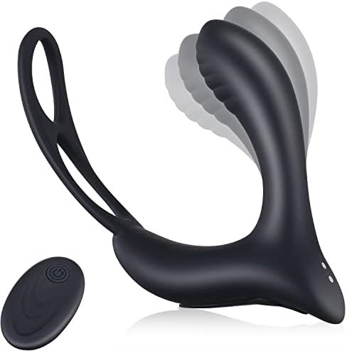 Suoxin 3-In-1 Remote Control Prostate Massager Vibrator With Penis Ring And Ball Loop, 10 Speeds Rechargeable Anal Sex Toy Waterproof G-Spot Vibrating Stimulator For Men Women Couple
