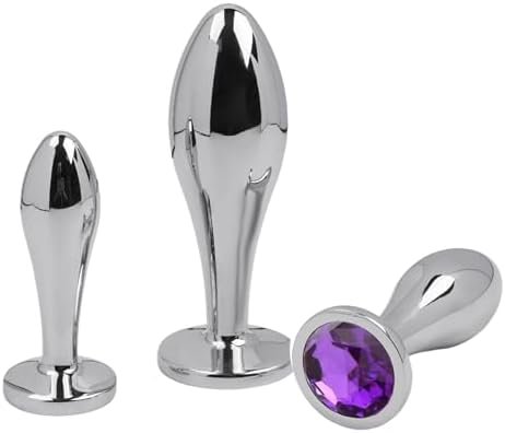 Anal Butt Plug Adult Sex Toys Set, 3Pcs Metal Anal Plugs Adult Toy Anal Training Kit With Crystal Diamond Beginner Anal Toy For Male Adult Unisex (Gun-Color) - Image 2