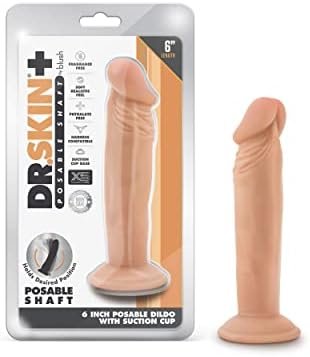Dr. Skin Plus - 6 Inch Realistic Posable Dildo - Suction Cup Base For Hands Free Play And Harness Compatible - Triple Density And Flexible Sex Toy For Him Her Couples