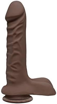 Doc Johnson The D - Super D 8 Inch - Ultraskyn - 8" Long And 2" Wide - Strong Suction Cup Base - O-Ring Harness Compatible Dildo - Caramel