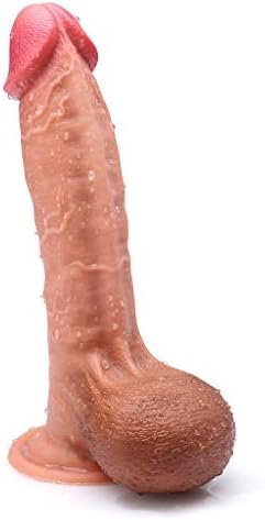 9" Realistic Dildo Dual-Layered Silicone Cock With Full Shaped Balls And Strong Suction Cup For Life-Like Experience Hands-Free Anal G-Spot Play Masturbation Luvkis Sex Toy For Women(Experienced)