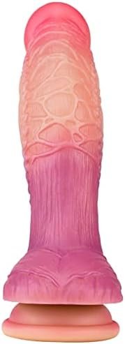 Liquid Silicone Realistic Dildo Prostate Massager Vaginal G-Spot With Suction Cup For Hands-Free,Butt Plug Anal Toy Anal Plugs Gradient Purple Dildo Discreet Packaging - Image 3