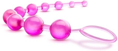 Blush Basic Beads - 12 Inch Non Porous Body Safe Anal Beads - Smooth And Seamless - Graduated Beads Up To 1" Maximum Width - Beginners Anal Play Sex Toys For Women Couples - Clear Pink - Image 2