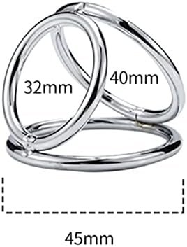 Runyu Metal Penis Ring, Triple Cock Ring Chastity Device Bondage Ring Bdsm Delay Ejaculation Sex Toy For Men, L - Image 2