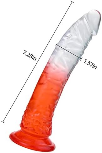 Realistic Dildo Penis With Strong Suction Cup Translucent Half Red Tpe Dildo With Vivid Glans For Female Masturbating - Image 2