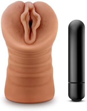 M For Men By Blush - Sofia - 5" Ultra Soft Realistic Vagina Masturbator Stroker - Single Speed Vibrating Bullet Included - Open Ended, Ribbed & Tight, Engulfs Your Penis - Pocket Sized Male Sex Toy