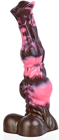 Realistic Dragon Dildo 10.2Inch Thick Black Horse Dildo With Knots And Suction, Huge Pink Silicone Monster Dildo Anal Plug Toys For Women And Couples