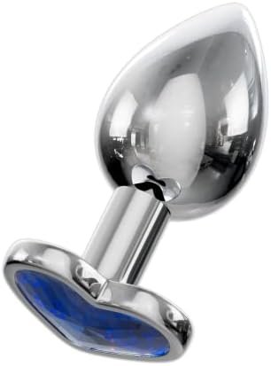 Jewelled Butt Plugs By Bed Geek Stainless Smooth Metal Anal Plug Adult Sex Toys Velvet Bags 3 Size Pack (Round Blue) - Image 3