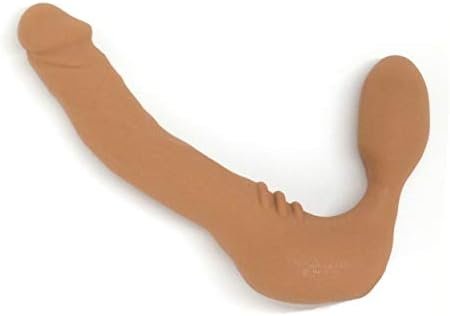 Realdoe ® Slim Silicone Strapless Strap-On, Harness-Free Double Dildo (Without Vibrator) Small Size: 5-1/2" X 1-1/4" In Cocoa Tan