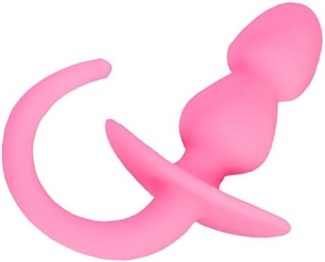 Silicone Butt Toys Sexy Dog Tail Luminous Anal Plug Cosplay Butt Trainer Beads Plug Animal Tail Adult Sex Toys (Black)