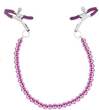 Nipple Suckers And Pearl Body Chain With Nipple Clips Clamps Stainless Steel Non Piercing Nipple Rings Decorative Clip Adult For Pleasure Toys For Women/Men Adjustable Pressure Breast Clamps (Purple) - Image 2