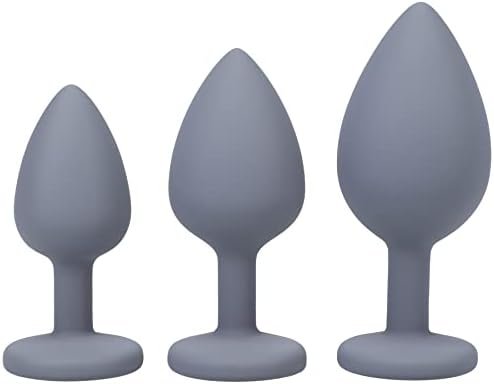Doc Johnson A-Play - Silicone Trainer Set - 3 Piece Set, Play With My Butt Not My Heart, Grey