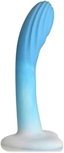 Simply Sweet G-Spot Silicone Dildo For Men, Women, & Couples. G-Spot Curved Dildo Made With Premium Silicone Wide Heart Shaped Base Firm & Flexible. 1 Piece, Blue.