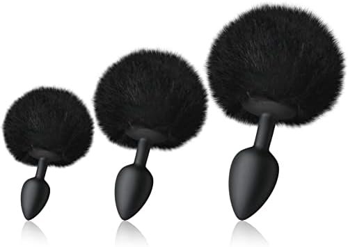 3Pcs Butt Plug Expanding Anal Training Set- Sxovo Silicone Butt Plug Artificial Rabbit'S Fur Tail Anal Sex Toys Cosplay For Women Men Couple Stimulation Butt Toys