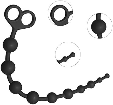 Shkanla Silicone Anal Bead With 10 Balls, Anal Chain Butt Plug Anal Sex Toys With Safe Pull Ring (Black) - Image 2
