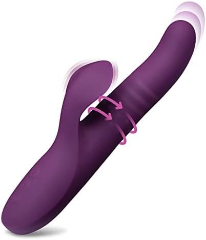 Thrusting Rabbit Vibrator For Women-Rotating Beads Clitoral Stimulator With 10 Vibration Adult Sex Toys For Female Couple