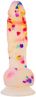 Pure Love 7.5" Confetti Clear Silicone Dildo With Suction Cup, Harness Compatible Adult Sex Toy