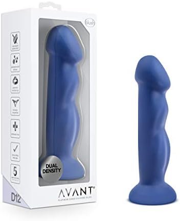 Blush Avant Suko - Sensa Feel Dual Density Platinum Cured Purioโข Silicone - 8 Inch Ridged Ultra Soft Dildo - Ultrasilk Smooth - Strapon Harness Compatible Suction Cup - Sex Toy For Women Men - Indigo