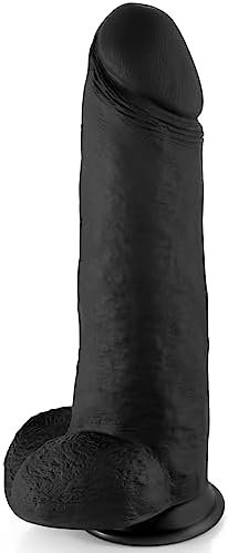 Huge Dildo,12 In Black Dildo With Strong Suction Cup,Silicone Thick Dildo Adult Sex Toy For Women