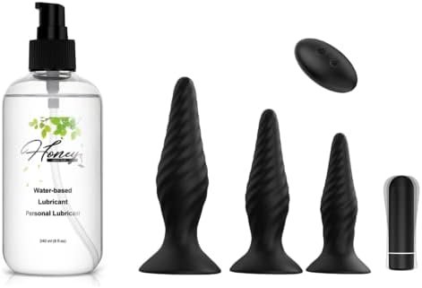 3Pcs Anal Vibrating Butt Plug Set & 8 Fl Oz Water Based Personal Lubricant