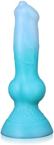 Dog Dildo 7.4Inch Realistic Animal Suction Cup Dildo, Wolf Dildo Hands-Free Gorgeous Colored Silicone Anal Toys For Beginners G Spot Stimulation Women Strap On(Blue)