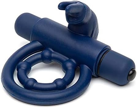 Lovehoney Bionic Bullet Rabbit Vibrating Cock Ring - Stretchy Silicone Double Penis Ring - 5 Function Removable Bullet Vibrator - Waterproof - Blue