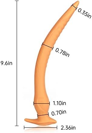 Super Long Anal Plug Dildo, Flexible Liquid Silicone Butt Plug Vaginal Anus Dilator Prostate Massage Stimulation Adult Erotic Sex Toys For Women Men (Medium) Gold - Image 2