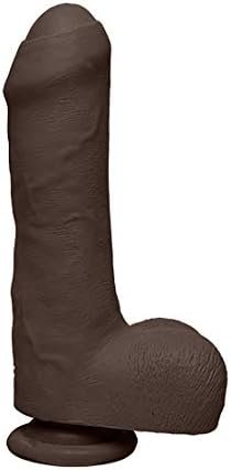 Doc Johnson The D - Uncut D - 7 Inch With Balls - Ultraskyn - 7" Long And 1.75" Wide - Suction Cup Base - O-Ring Harness Compatible Dildo, Chocolate