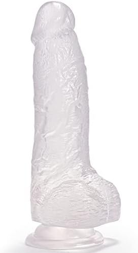 Realistic Dildo 7.8 Inch G Spot Dildo With Suction Cup For Hands-Free Play, Flexible Waterproof Dildo Realistic Penis Adult Sex Toy For Female Pleasure Clear