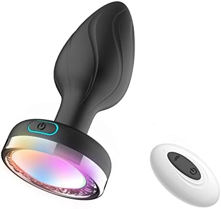 Lelisex Glowing Vibrating Butt Plug 10 Vibration Modes And Luminous Colors Silicone Anal Vibrators With Remote Control For Men And Women,Rechargeable And Waterproof