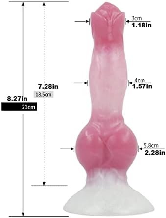 Frrdei Realistic Ejaculation Dog Dildo With Sucker 8'' Animal Big Knot Dildo Anal Plug Sex Toys Silicone Squirting Dildo Adult Sex Products, Pink White - Image 2