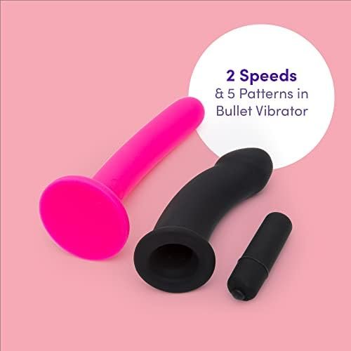 Lovehoney Double Up Strap On Dildo Kit - 5 Inch Pink Dildo - 4 Inch Black Dildo For Bullet Vibrator Included - Black & Pink Cotton Briefs With 2 Built In O-Rings - Waterproof - S/M - Image 3